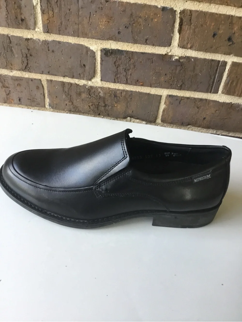 Mephisto Black Leather Slip-On Loafer